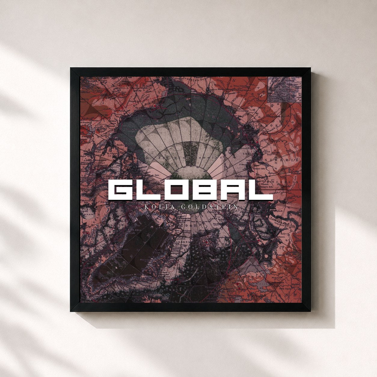 #noir Tableau carré de l'album GLOBAL de Kolja Goldstein, cadre noir 32x32 cm