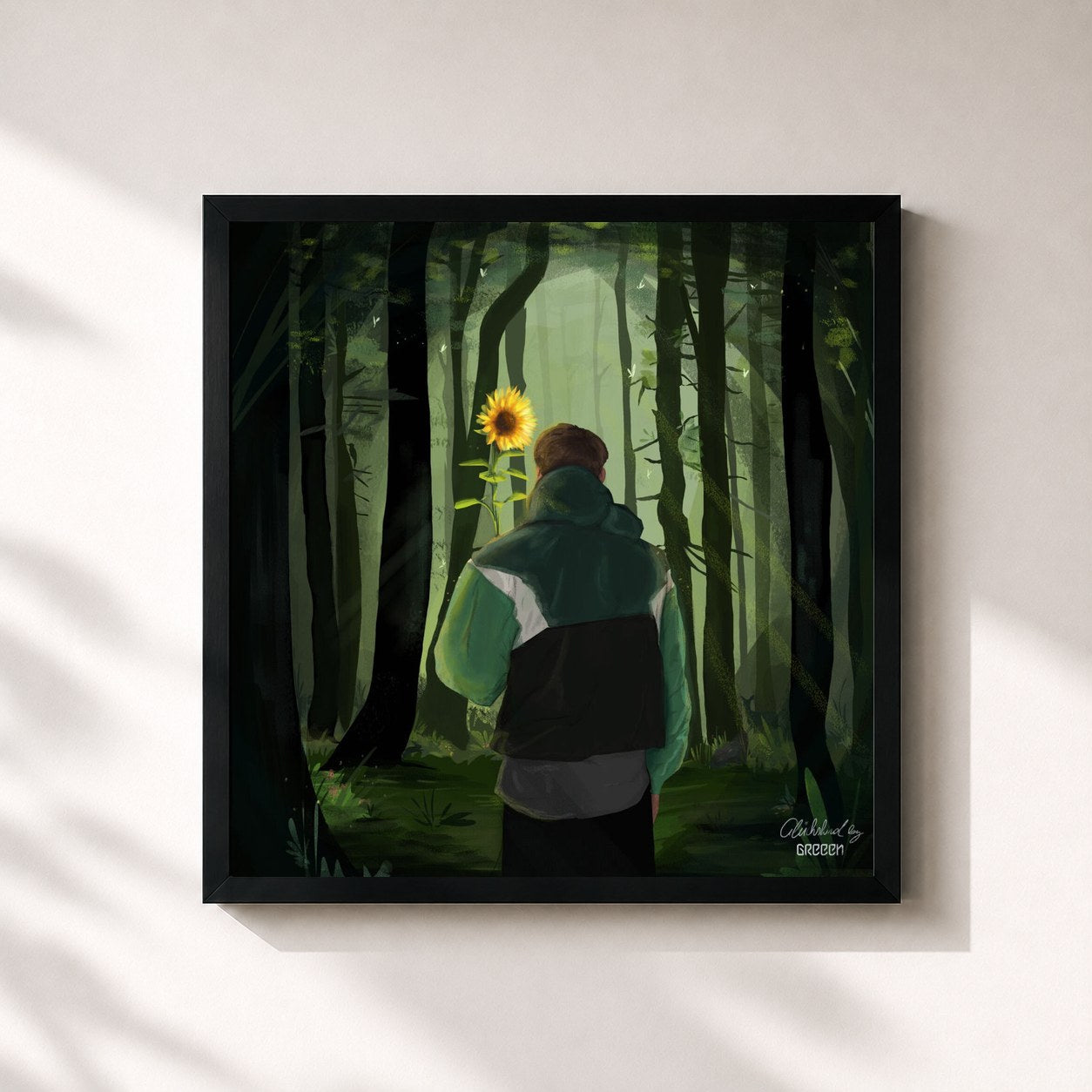 #noir Tableau carré de l'album Glückskind de GReeeN, cadre noir 32x32 cm