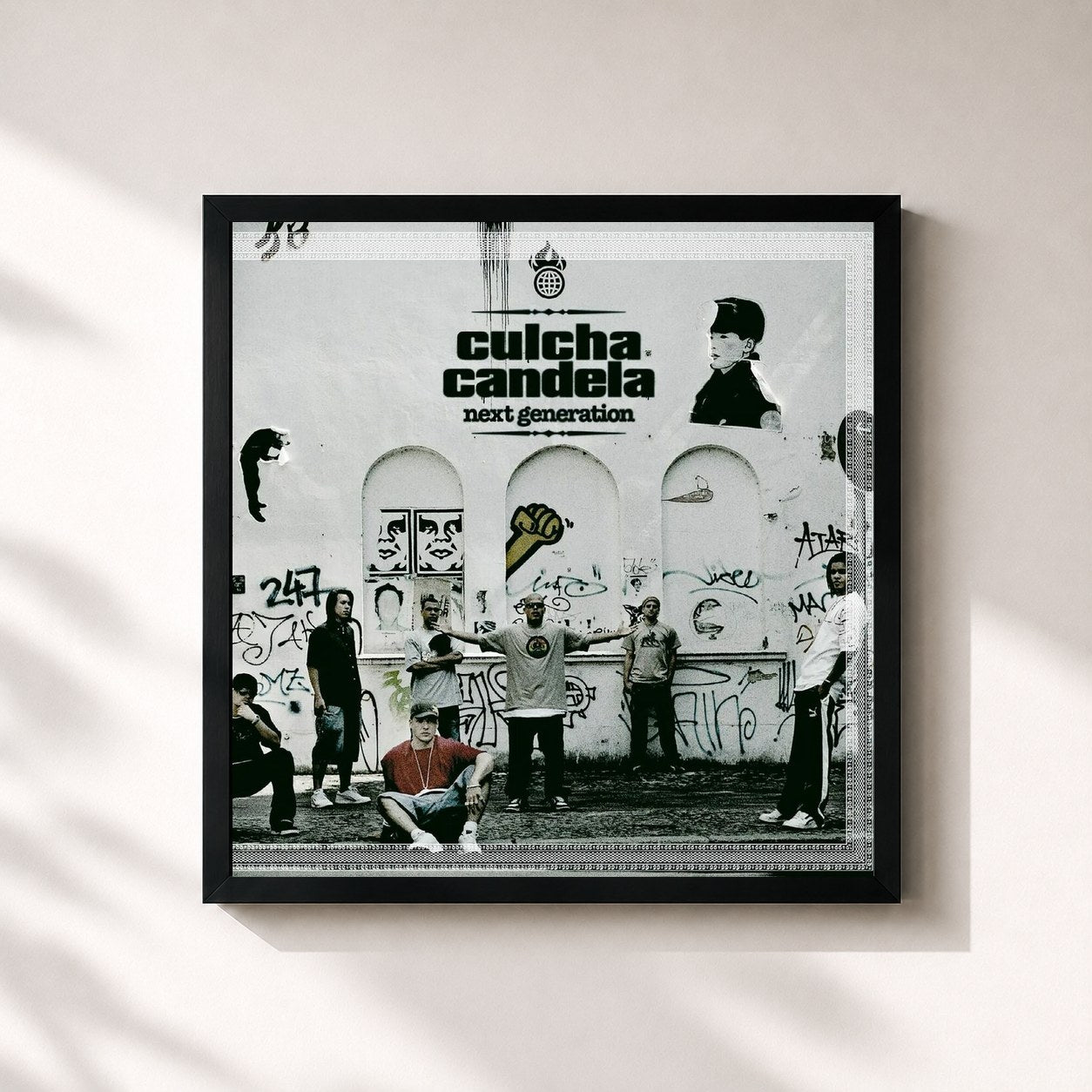 #noir Tableau carré de l'album Next Generation de Culcha Candela, cadre noir 32x32 cm