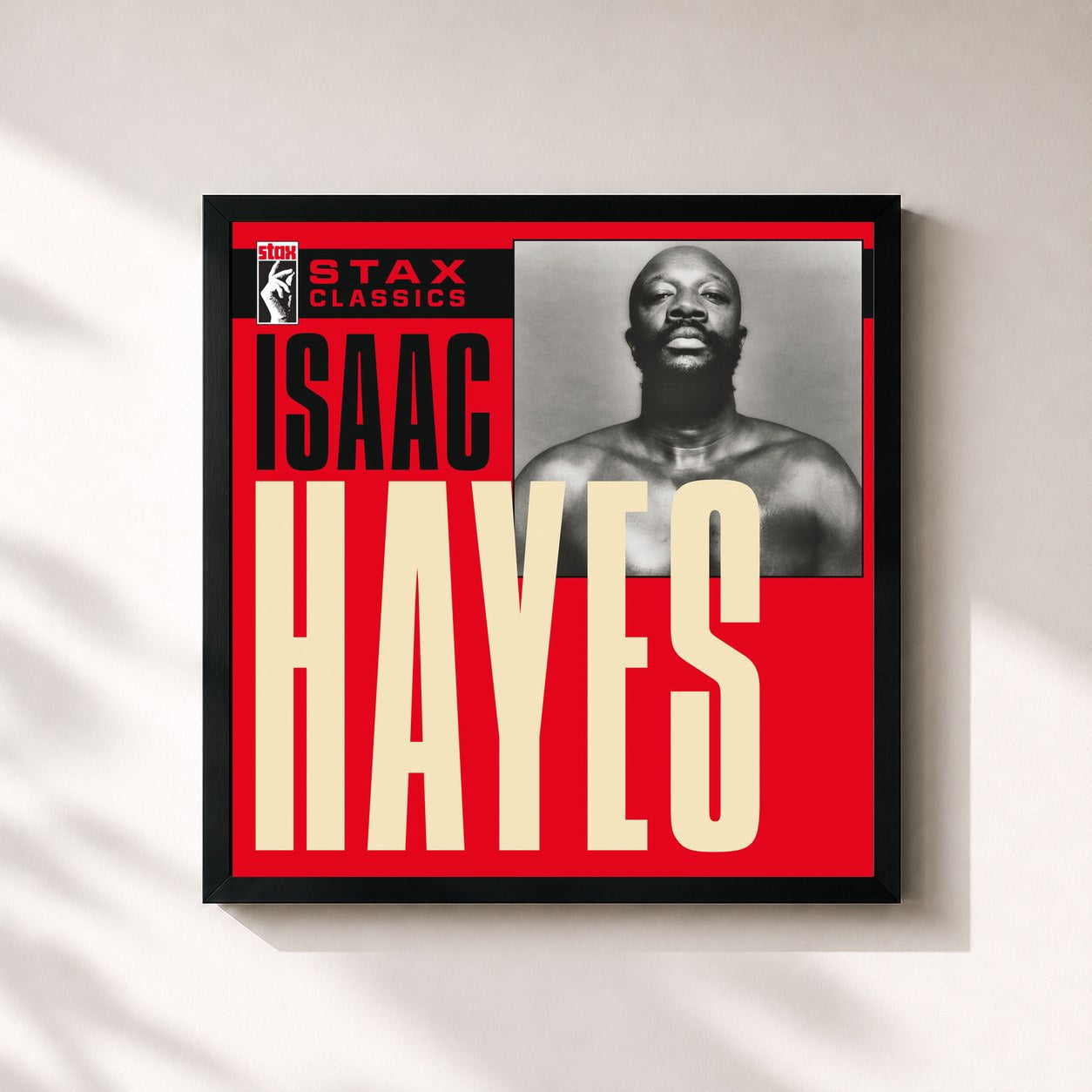 #noir Tableau carré de l'album Stax Classics de Isaac Hayes, cadre noir 32x32 cm