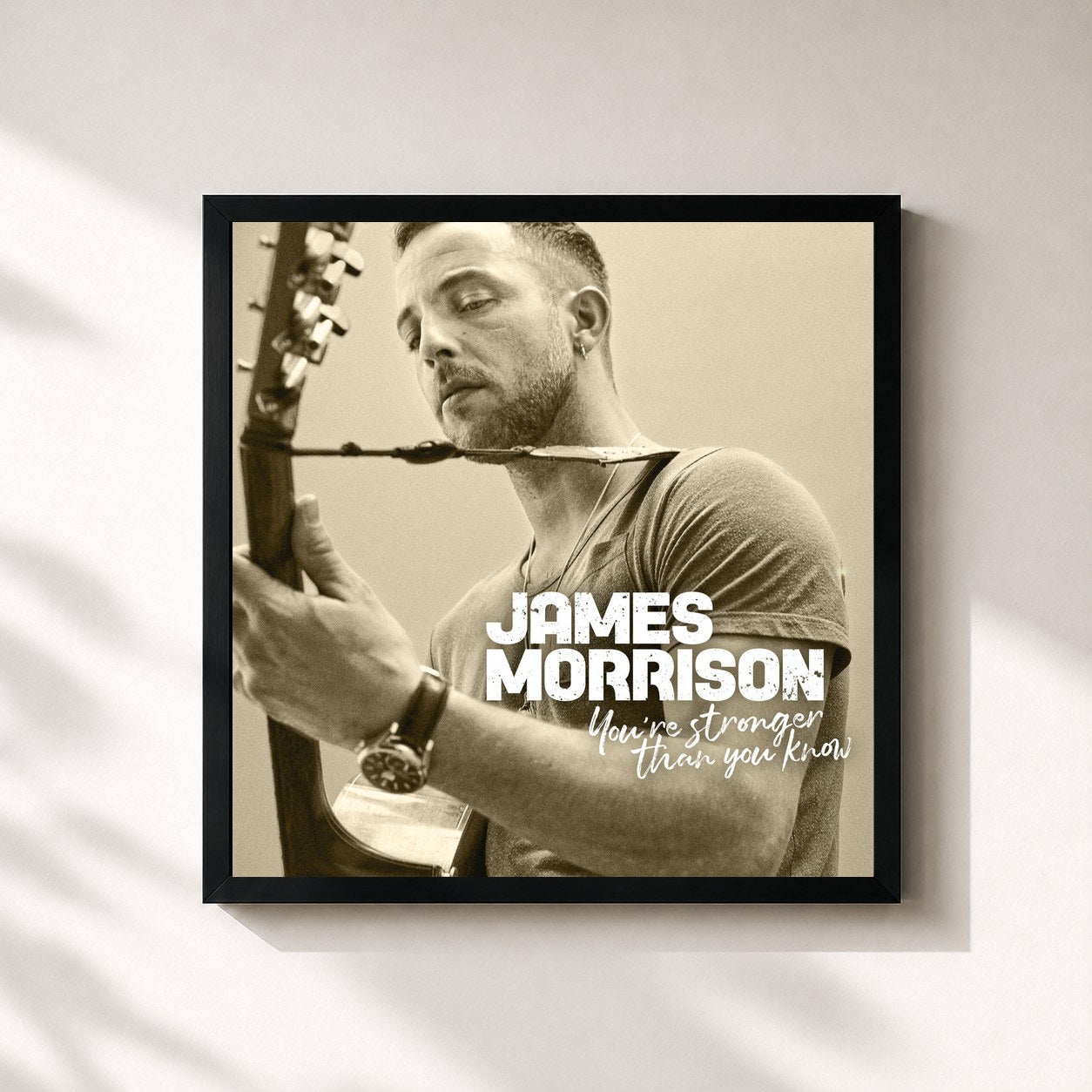 #noir Tableau carré de l'album You're Stronger Than You Know de James Morrison, cadre noir 32x32 cm