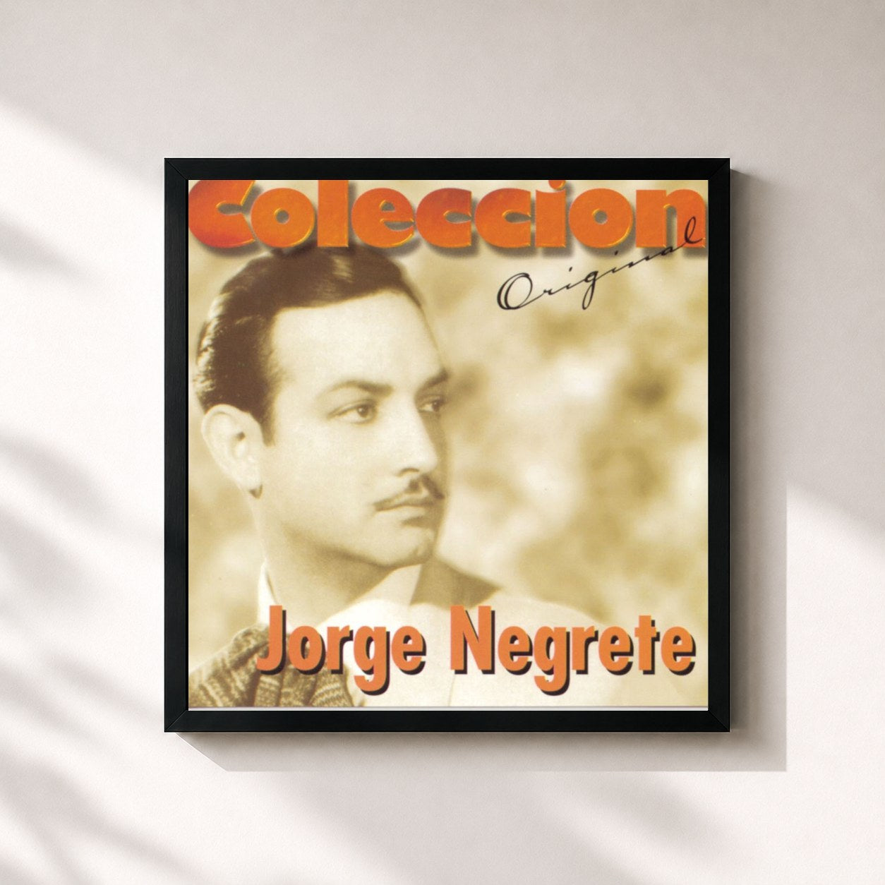 #noir Tableau carré de l'album Coleccion Original de Jorge Negrete, cadre noir 32x32 cm
