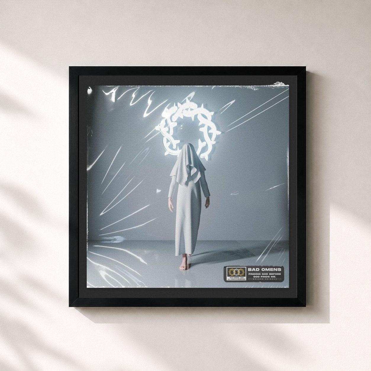 #noir Tableau carré de l'album Finding God Before God Finds Me (Deluxe) de Bad Omens, cadre noir 32x32 cm