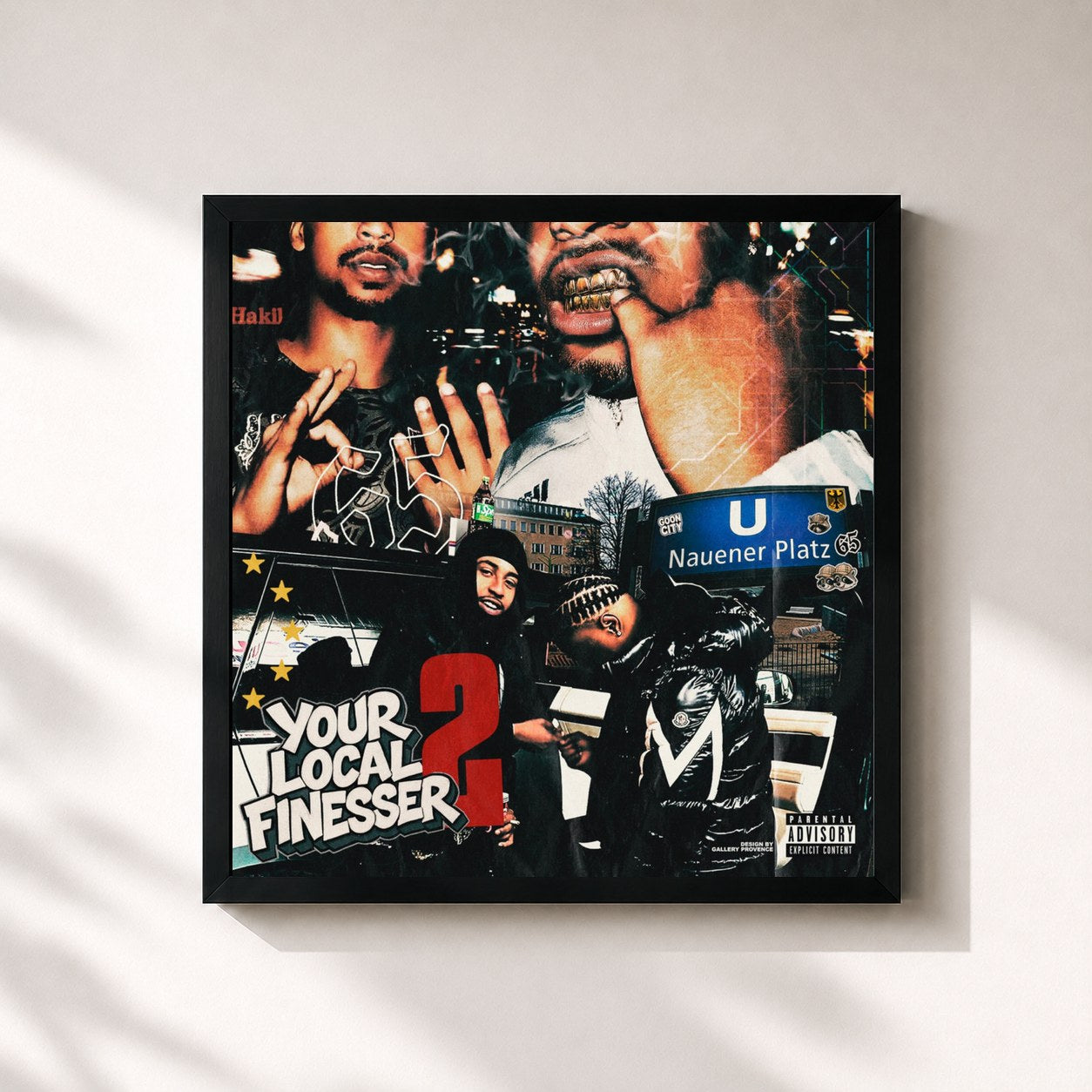 #noir Tableau carré de l'album Your Local Finesser 2 de 65Goonz, cadre noir 32x32 cm