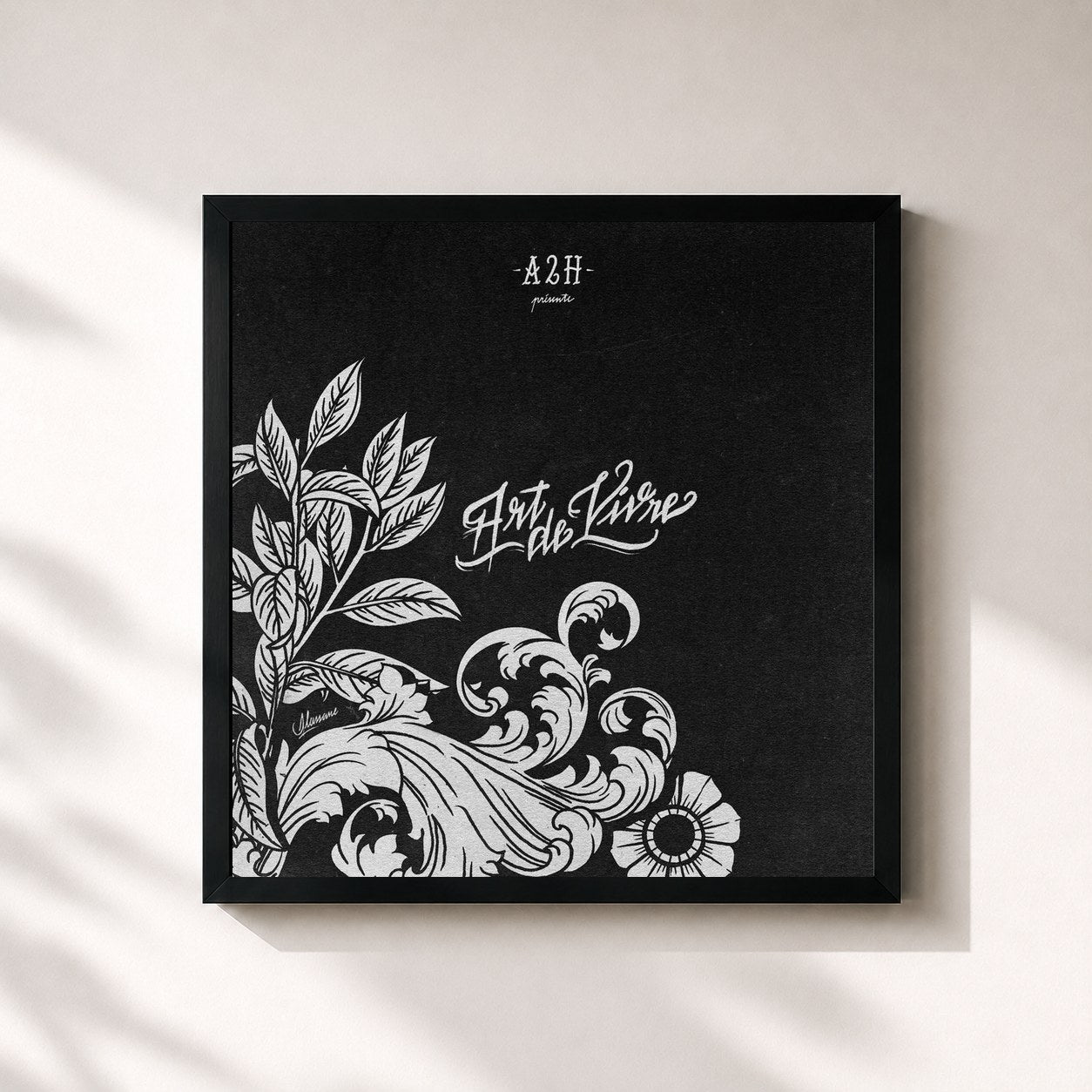 #noir Tableau carré de l'album Art de vivre de A2H, cadre noir 32x32 cm