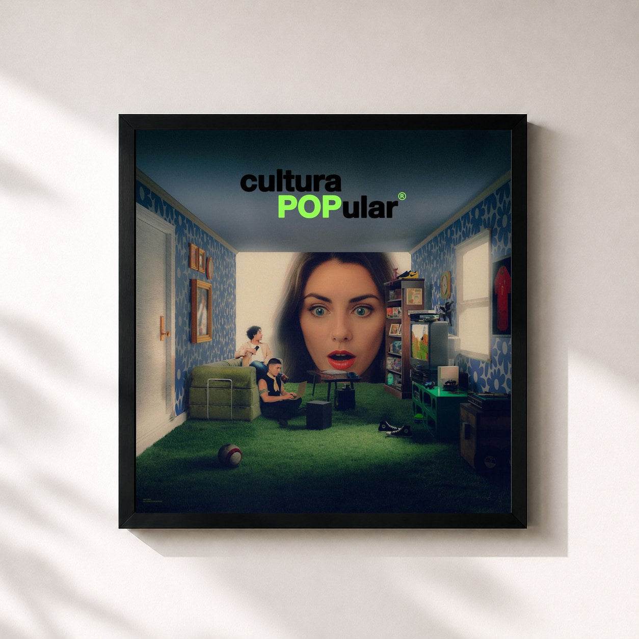 #noir Tableau carré de l'album Cultura POPular de Alex Ponce, cadre noir 32x32 cm