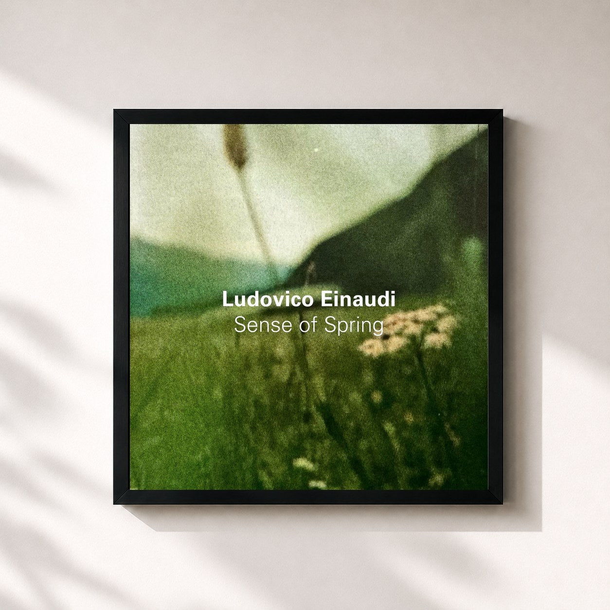 #noir Tableau carré de l'album Sense of Spring de Ludovico Einaudi, cadre noir 32x32 cm