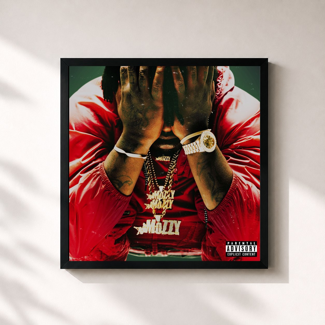 #noir Tableau carré de l'album Spiritual Conversations - EP de Mozzy, cadre noir 32x32 cm
