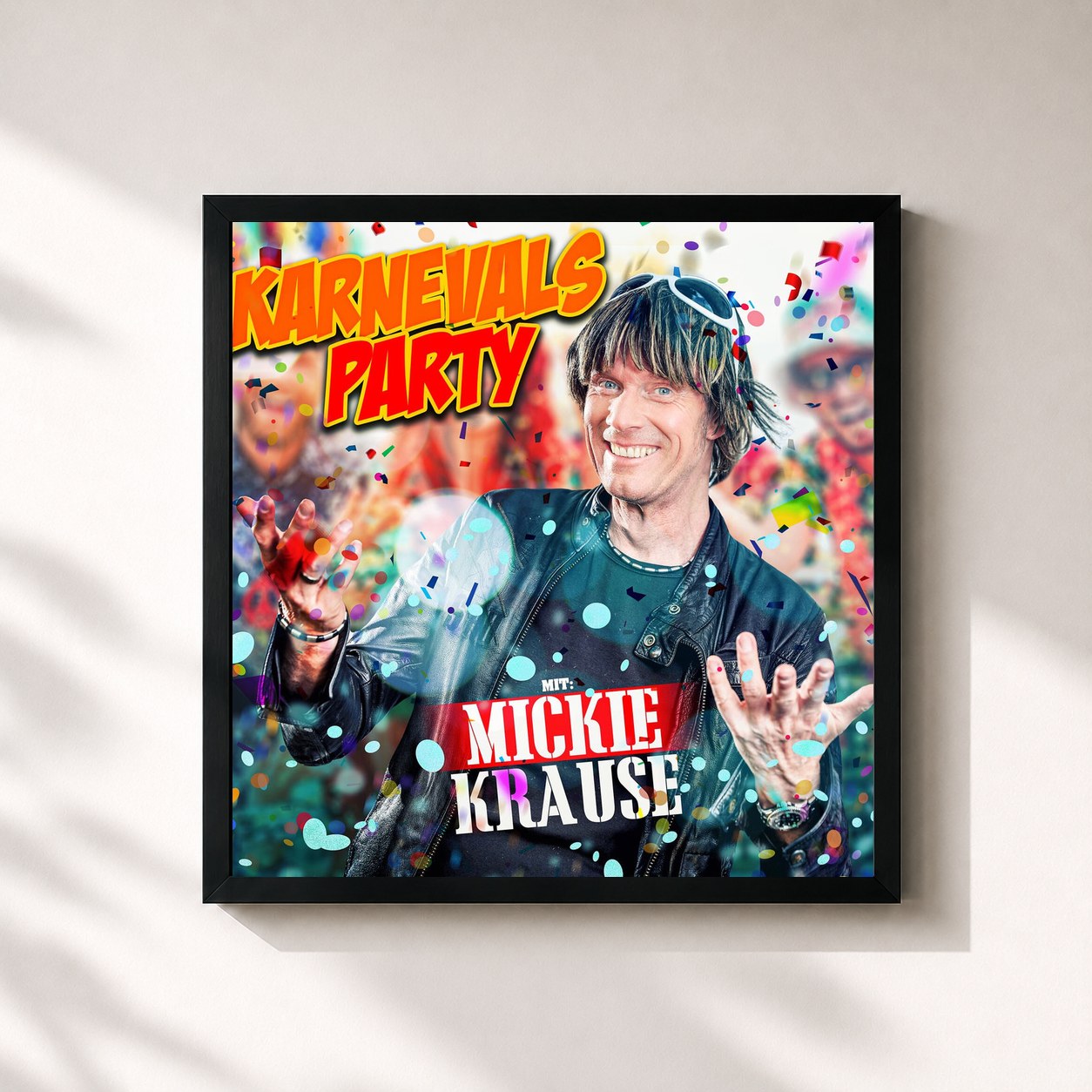 #noir Tableau carré de l'album Karnevalsparty mit Mickie Krause de Mickie Krause, cadre noir 32x32 cm