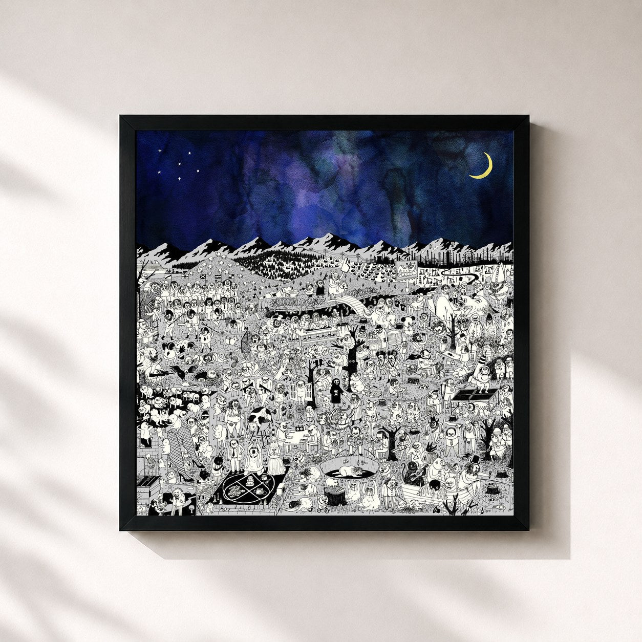 #noir Tableau carré de l'album Pure Comedy de Father John Misty, cadre noir 32x32 cm