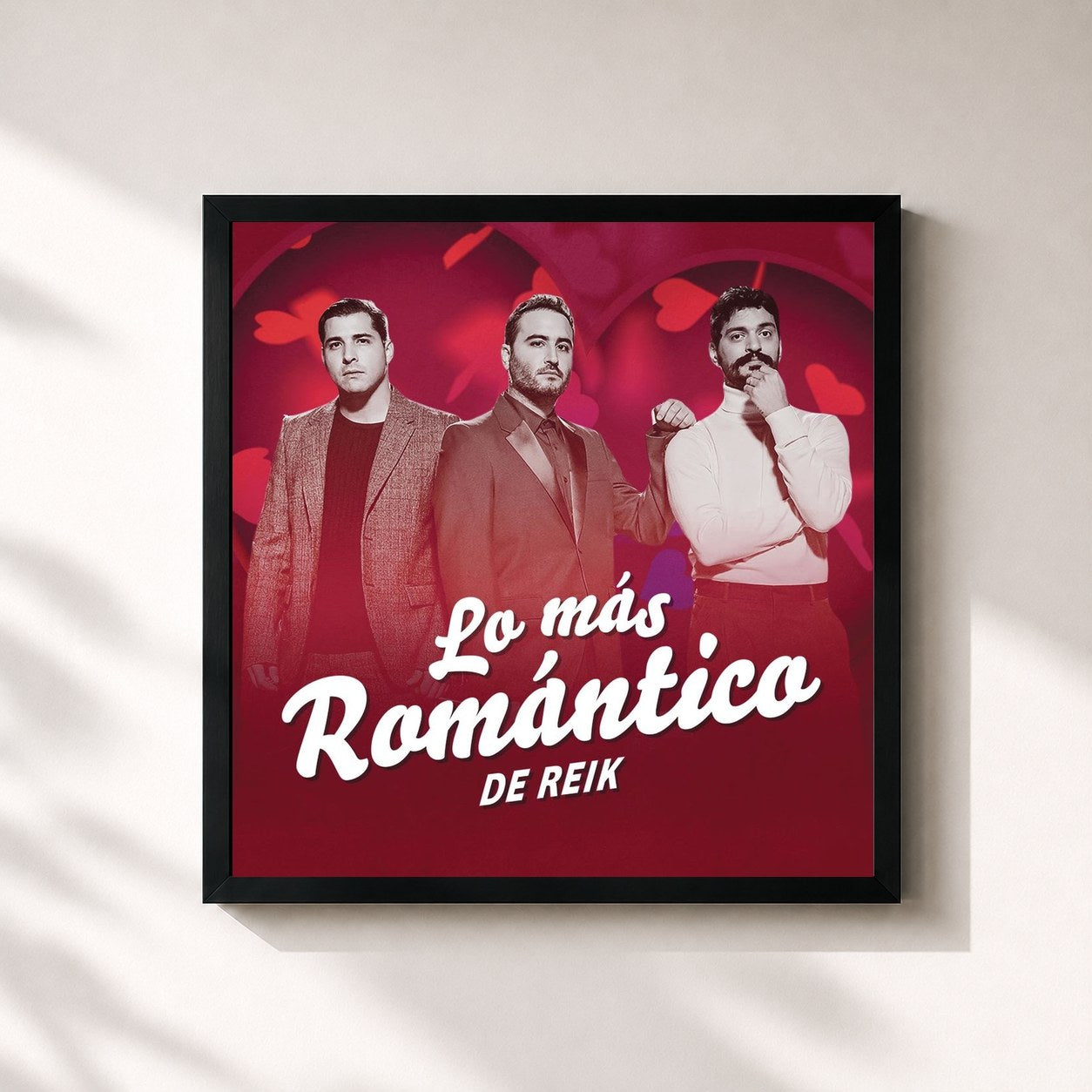 #noir Tableau carré de l'album Lo Más Romántico de de Reik, cadre noir 32x32 cm