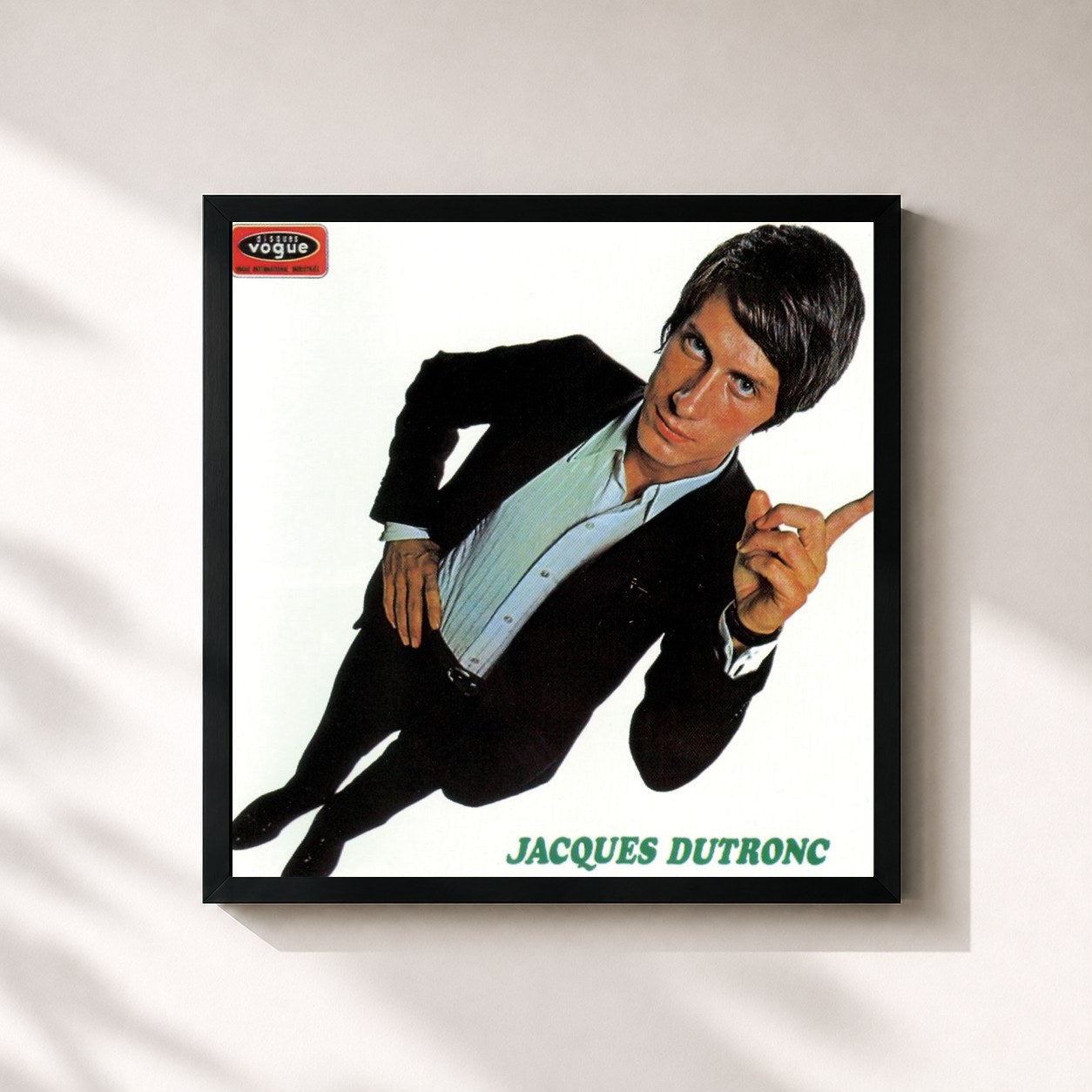 #noir Tableau carré de l'album Et moi, et moi, et moi de Jacques Dutronc, cadre noir 32x32 cm