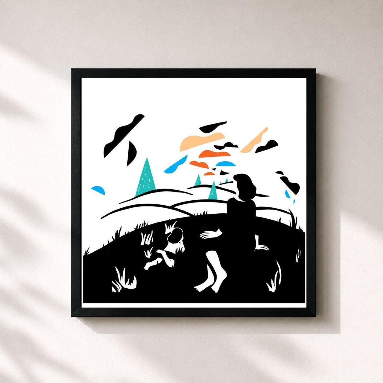 #noir Tableau carré de l'album Bolu de Tom Rosenthal, cadre noir 32x32 cm