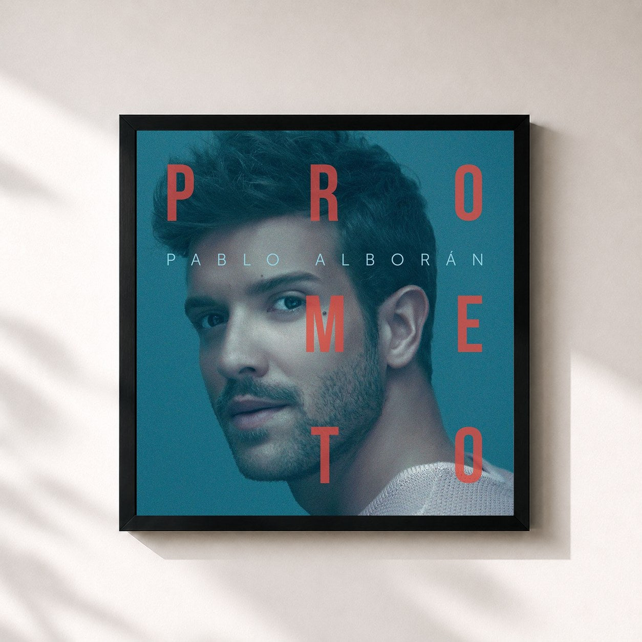 #noir Tableau carré de l'album Prometo de Pablo Alborán, cadre noir 32x32 cm