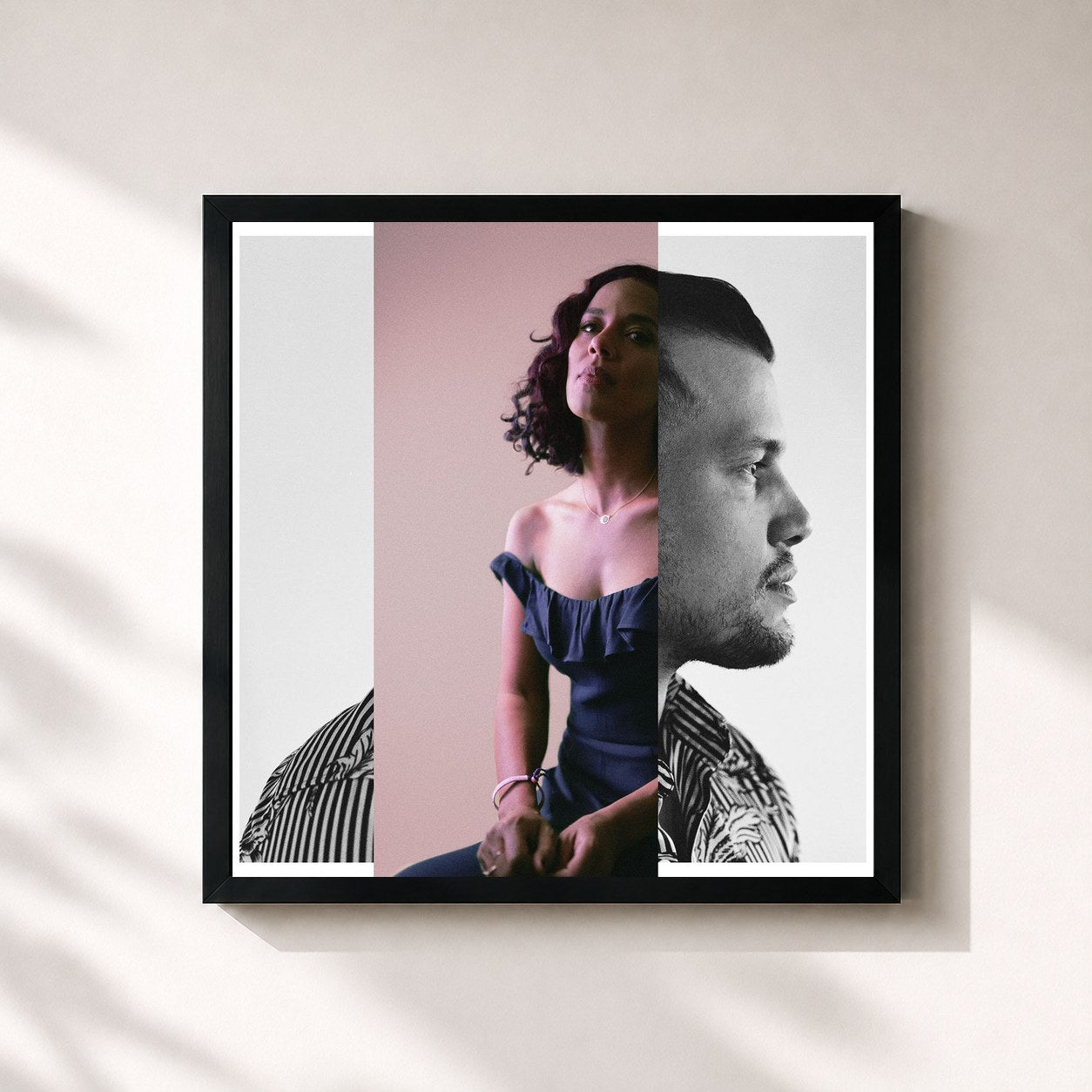 #noir Tableau carré de l'album Moonlight de JOHNNYSWIM, cadre noir 32x32 cm