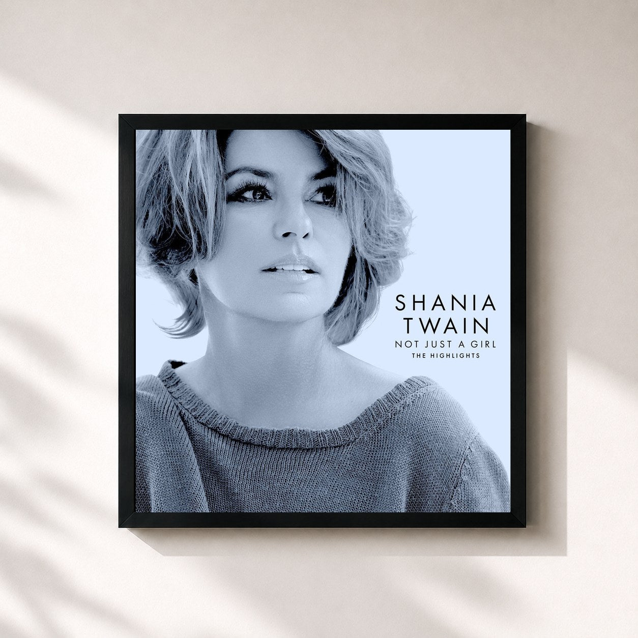 #noir Tableau carré de l'album Not Just A Girl (The Highlights) de Shania Twain, cadre noir 32x32 cm