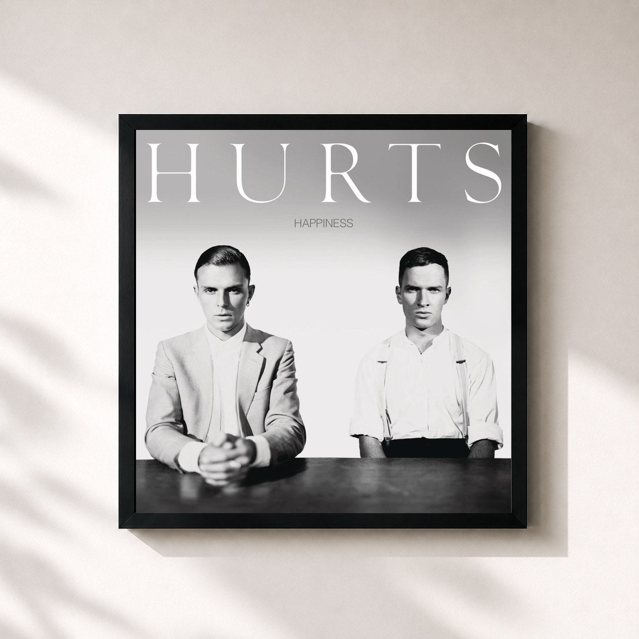 #noir Tableau carré de l'album Happiness - Deluxe Edition de Hurts, cadre noir 32x32 cm