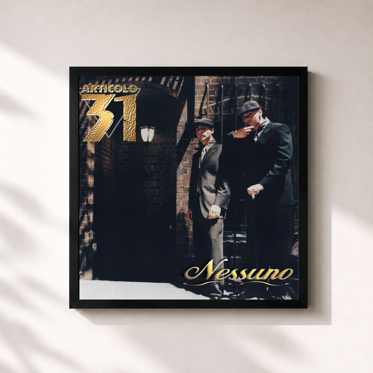 #noir Tableau carré de l'album Nessuno de Articolo 31, cadre noir 32x32 cm