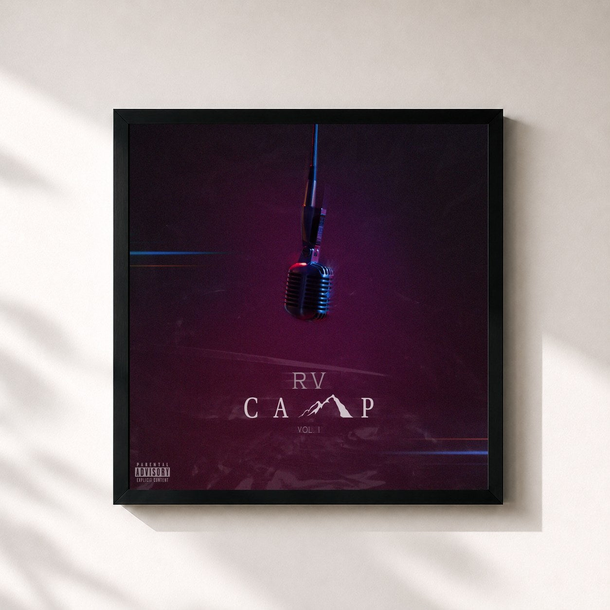 #noir Tableau carré de l'album RV Camp Vol. 1 de Rich Vagos, cadre noir 32x32 cm
