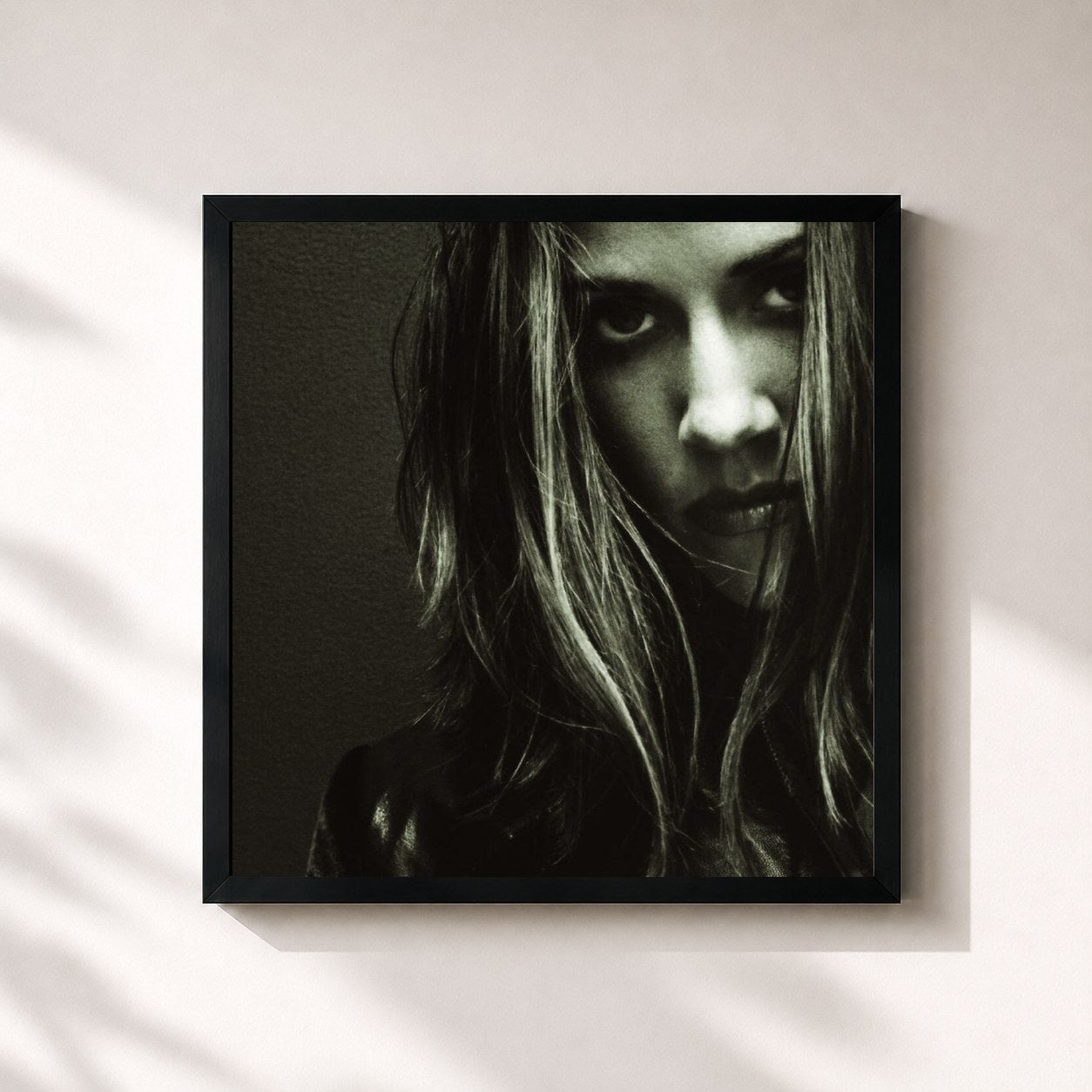 #noir Tableau carré de l'album Sheryl Crow de Sheryl Crow, cadre noir 32x32 cm