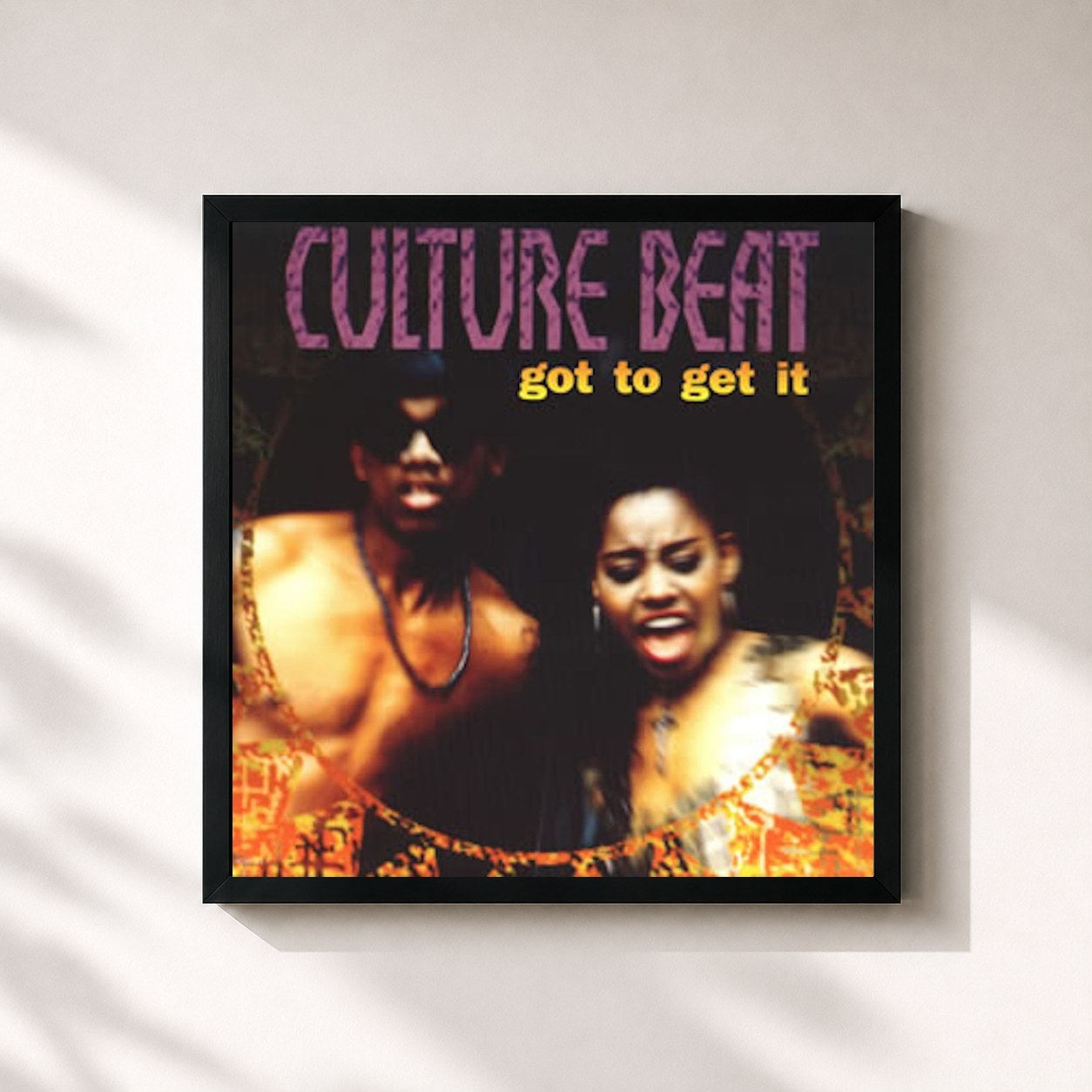 #noir Tableau carré de l'album Got to Get It de Culture Beat, cadre noir 32x32 cm
