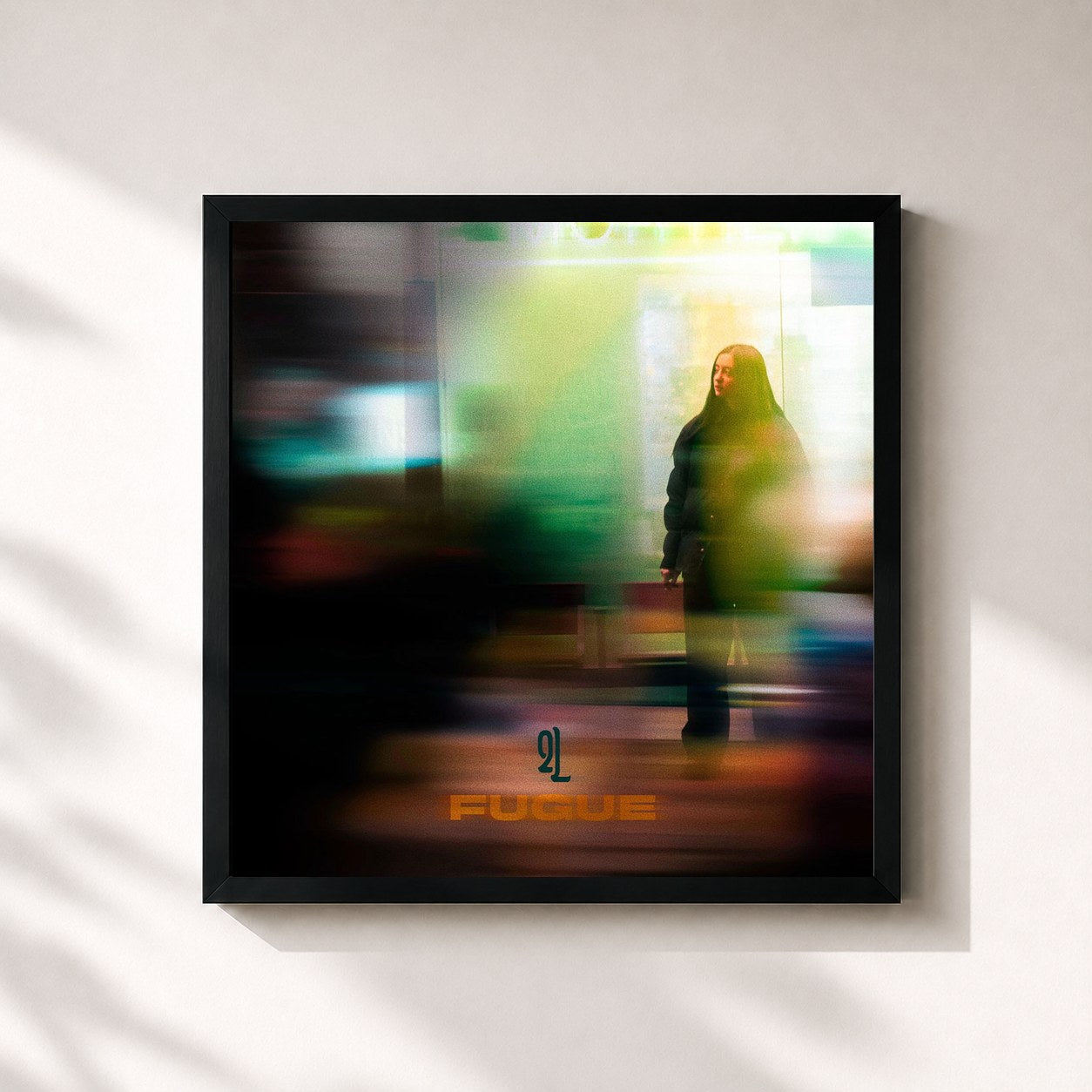 #noir Tableau carré de l'album Fugue de 2L, cadre noir 32x32 cm