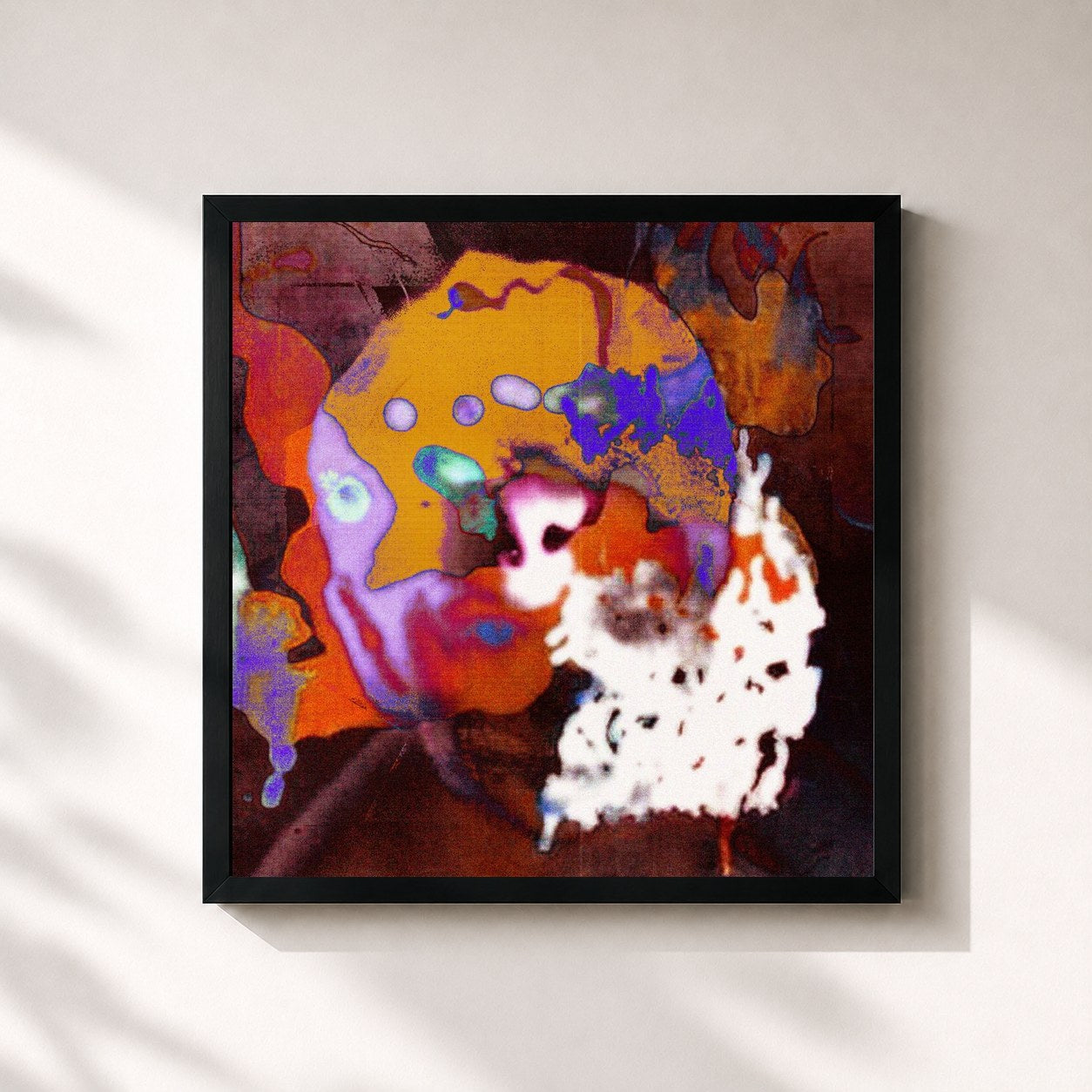 #noir Tableau carré de l'album Chaos de Jamule, cadre noir 32x32 cm