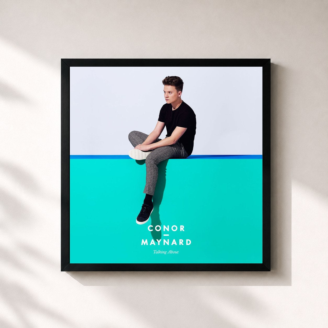#noir Tableau carré de l'album Talking About EP de Conor Maynard, cadre noir 32x32 cm