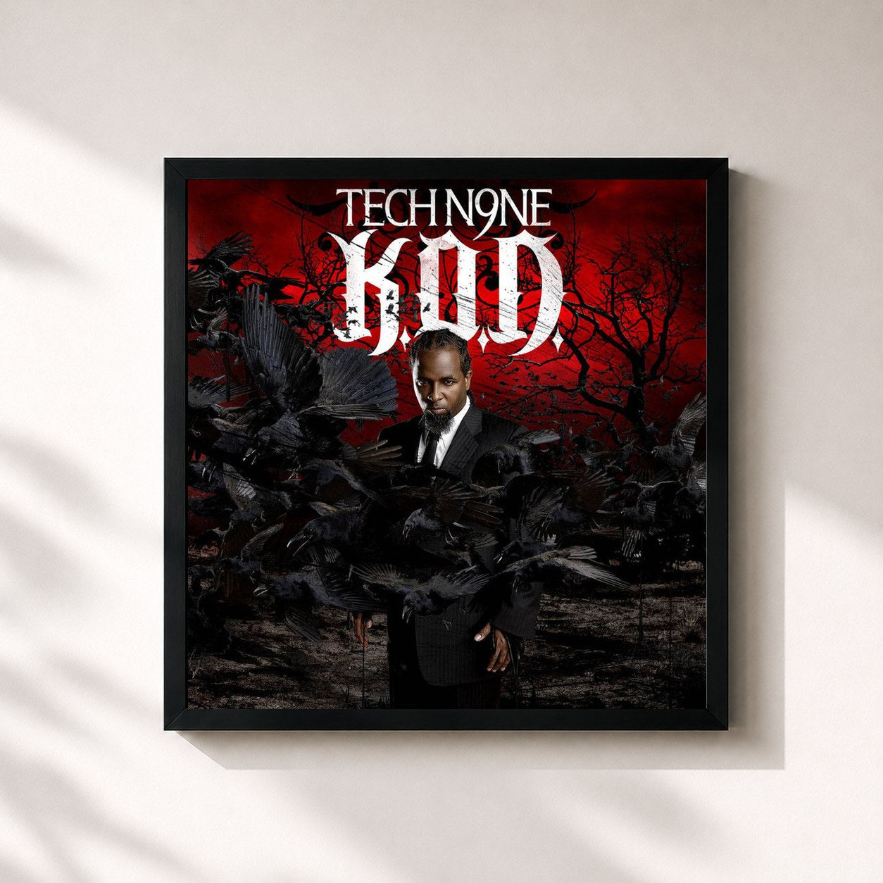 #noir Tableau carré de l'album K.O.D. de Tech N9ne, cadre noir 32x32 cm