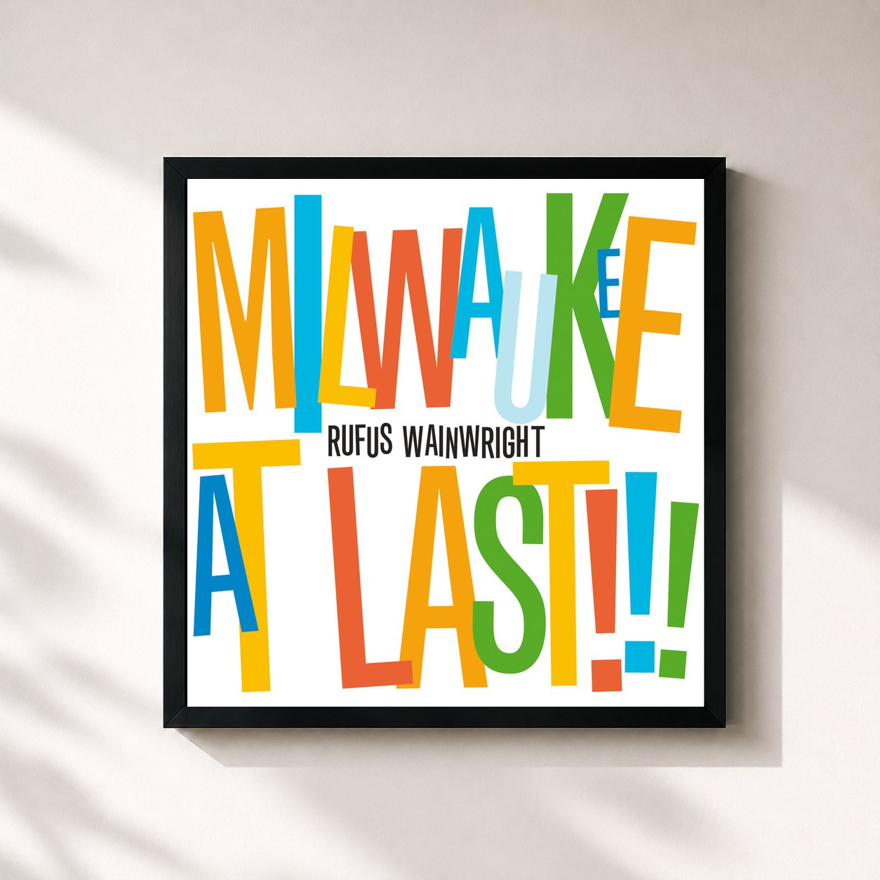 #noir Tableau carré de l'album Milwaukee At Last!!! de Rufus Wainwright, cadre noir 32x32 cm