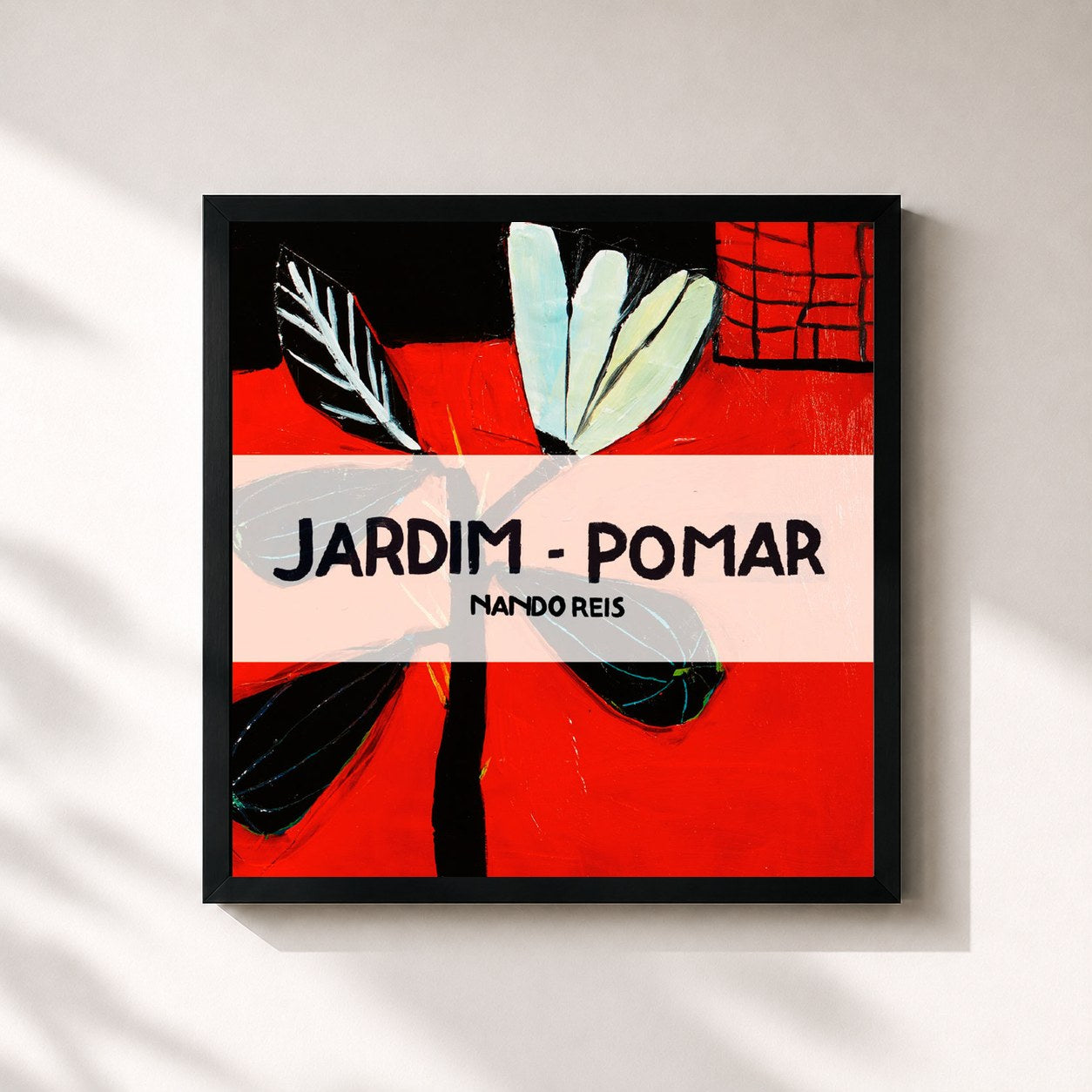 #noir Tableau carré de l'album Jardim - Pomar de Nando Reis, cadre noir 32x32 cm