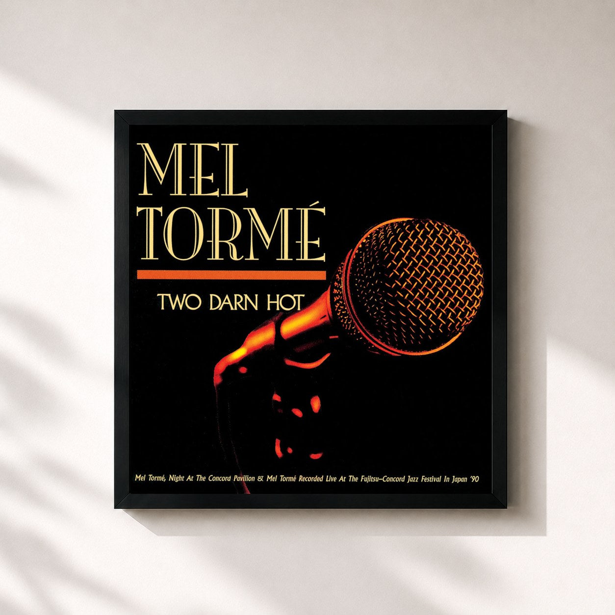 #noir Tableau carré de l'album Two Darn Hot de Mel Tormé, cadre noir 32x32 cm
