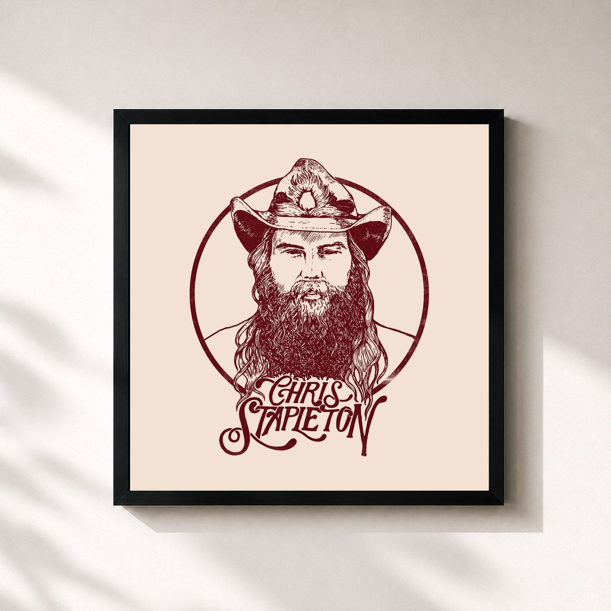 #noir Tableau carré de l'album From A Room: Volume 1 de Chris Stapleton, cadre noir 32x32 cm