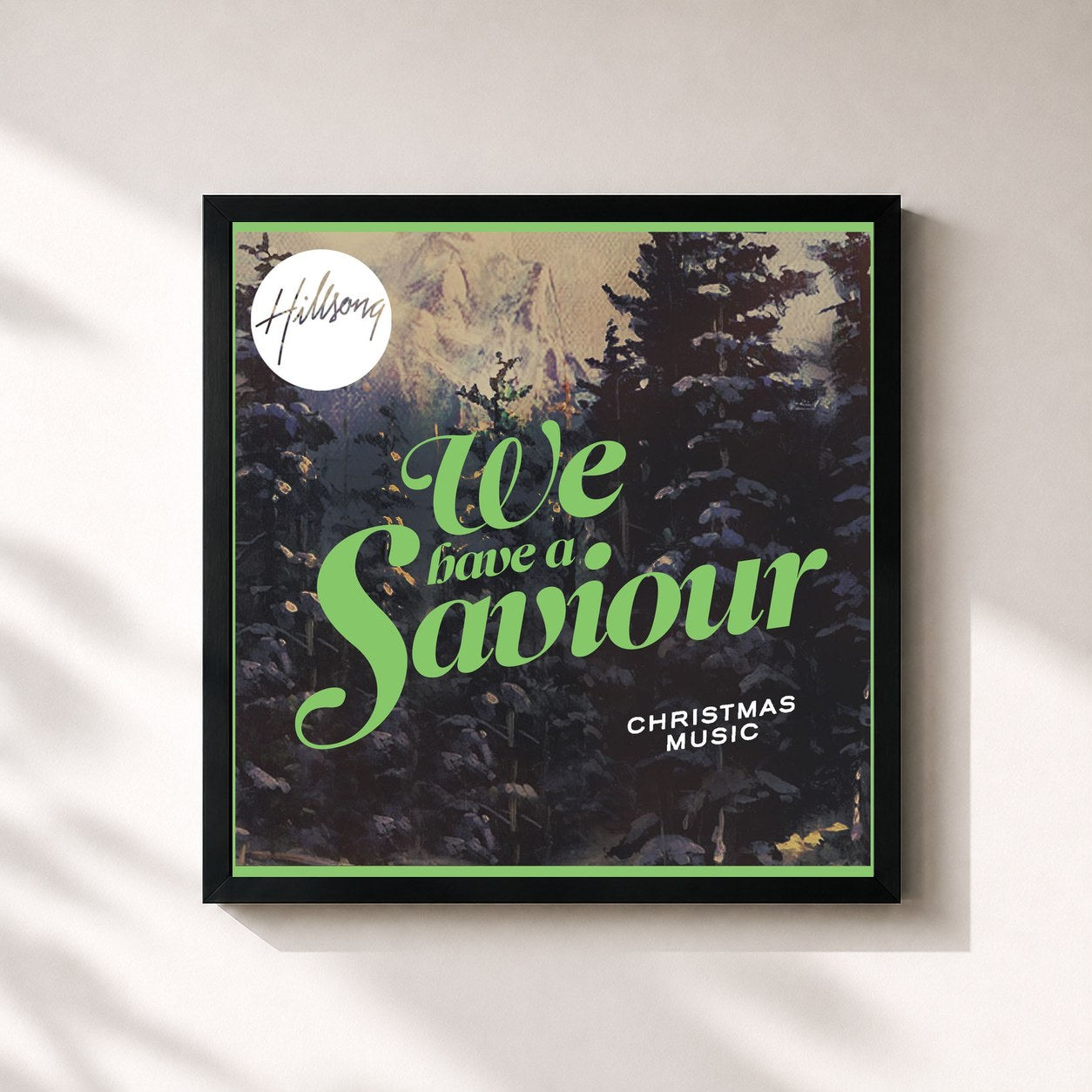 #noir Tableau carré de l'album We Have a Saviour de Hillsong Worship, cadre noir 32x32 cm