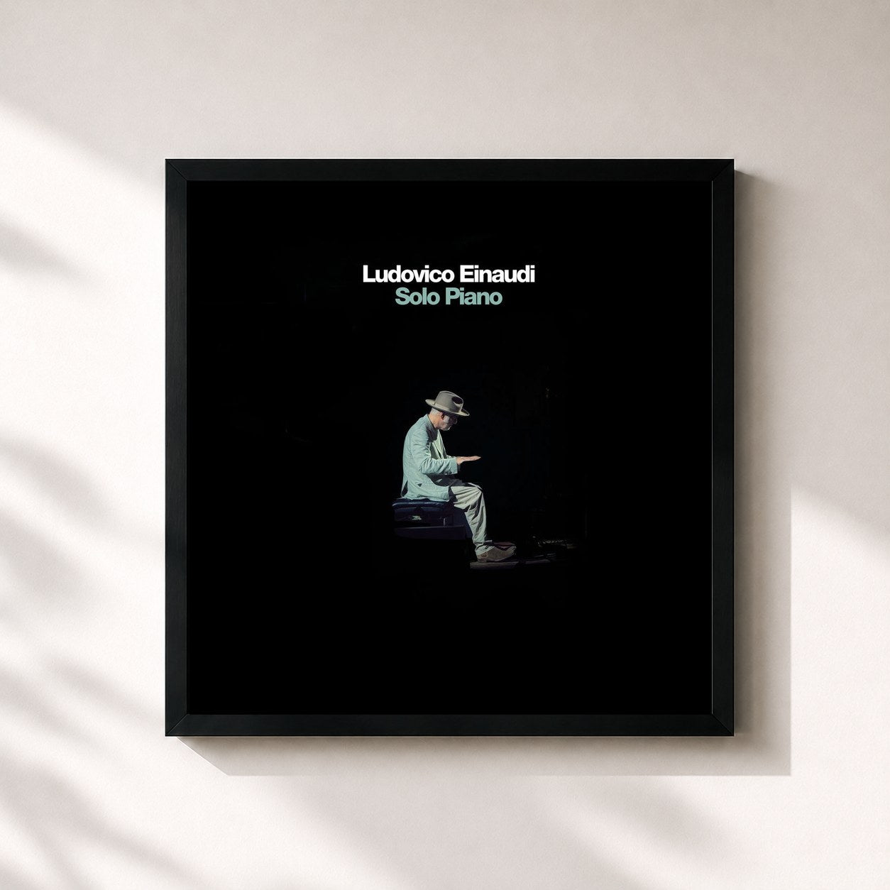 #noir Tableau carré de l'album Solo Piano de Ludovico Einaudi, cadre noir 32x32 cm