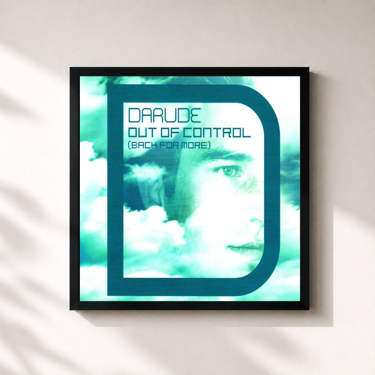 #noir Tableau carré de l'album Out of Control (Back for More) de Darude, cadre noir 32x32 cm