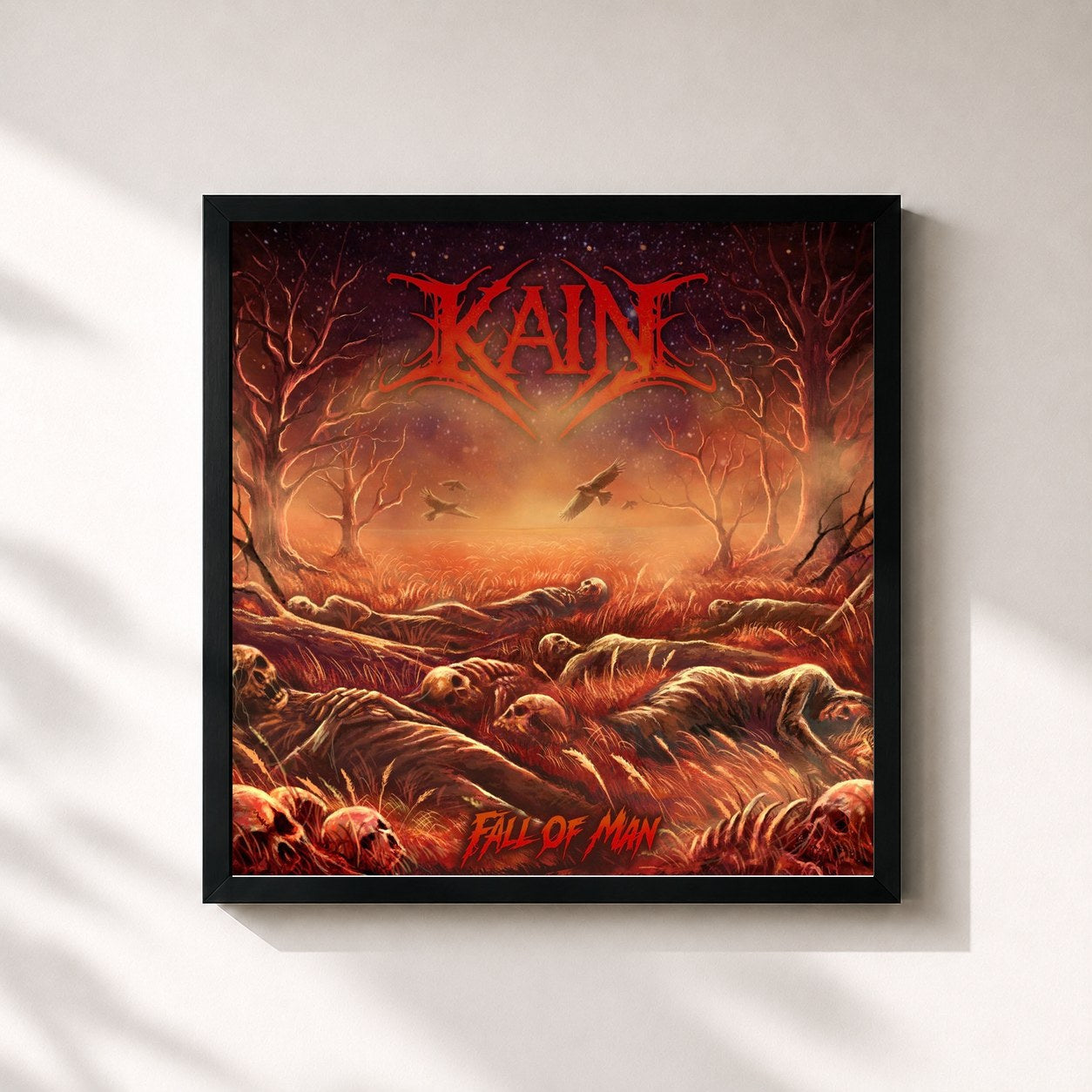#noir Tableau carré de l'album Ash To Dust de Kain, cadre noir 32x32 cm