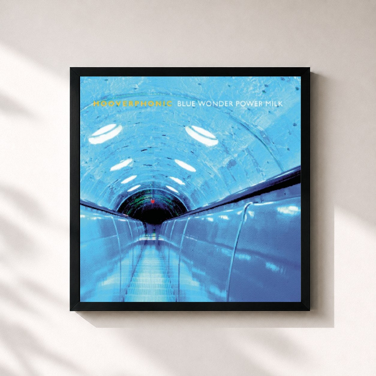 #noir Tableau carré de l'album Blue Wonder Power Milk de Hooverphonic, cadre noir 32x32 cm