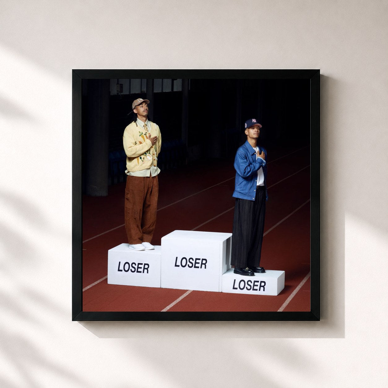 #noir Tableau carré de l'album Competition is for Losers de Rizzle Kicks, cadre noir 32x32 cm