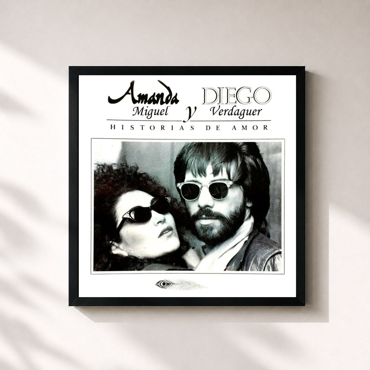 #noir Tableau carré de l'album Historias De Amor (Remasterizado) de Diego Verdaguer, cadre noir 32x32 cm