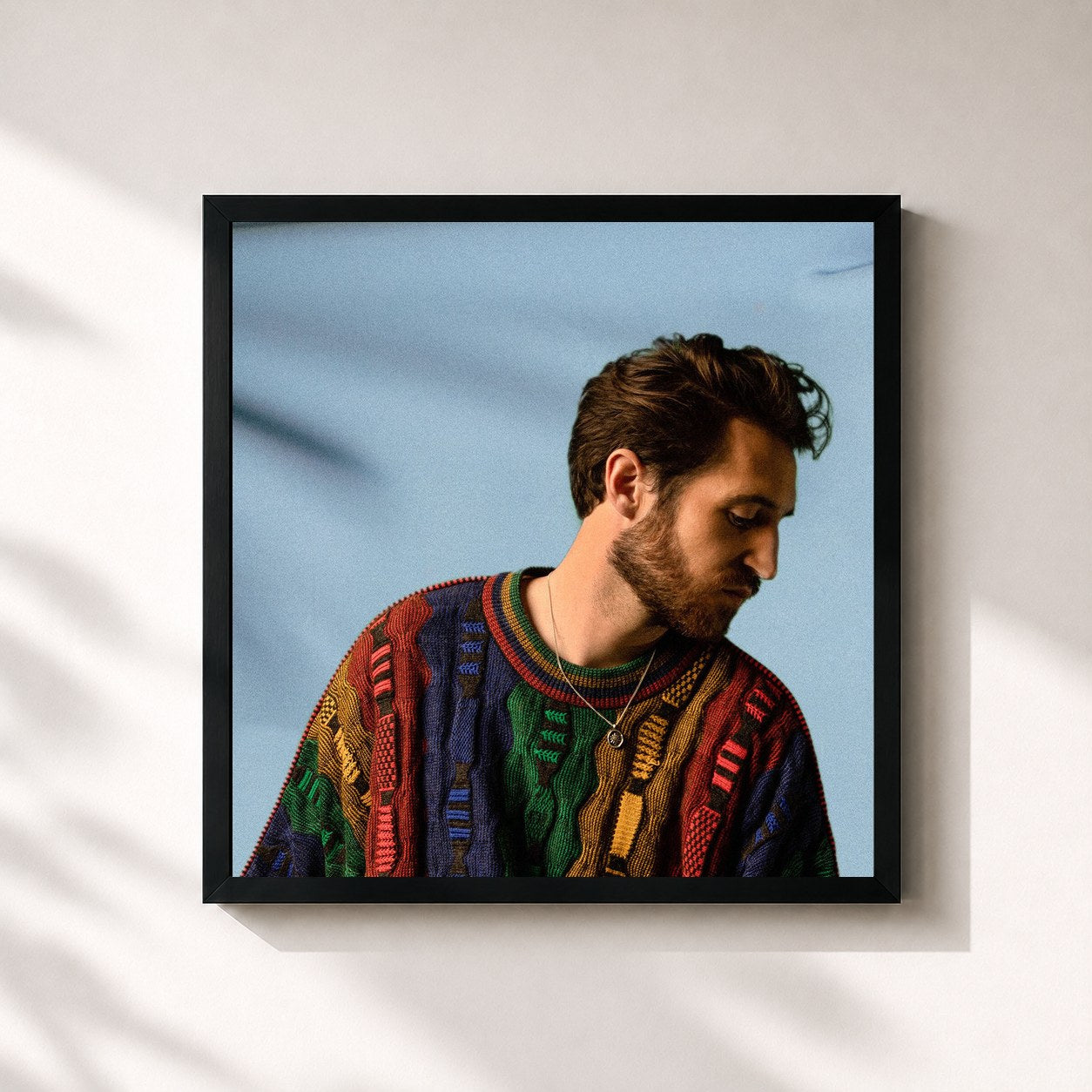 #noir Tableau carré de l'album Smile Again de Broken Back, cadre noir 32x32 cm