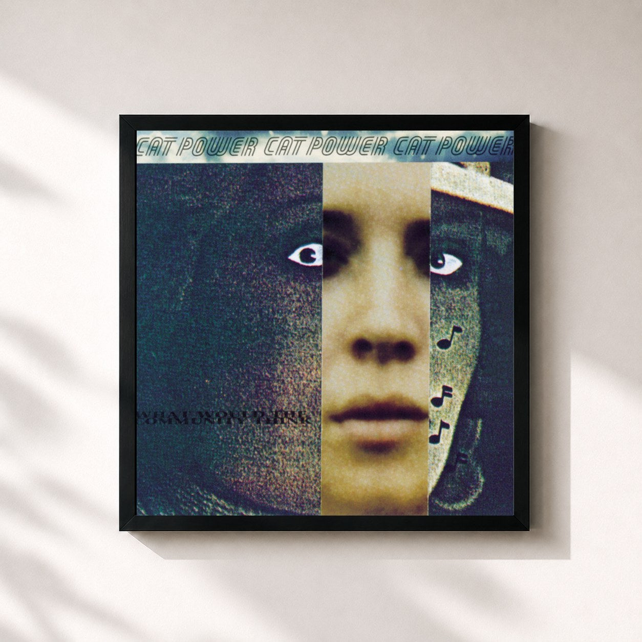 #noir Tableau carré de l'album What Would the Community Think de Cat Power, cadre noir 32x32 cm