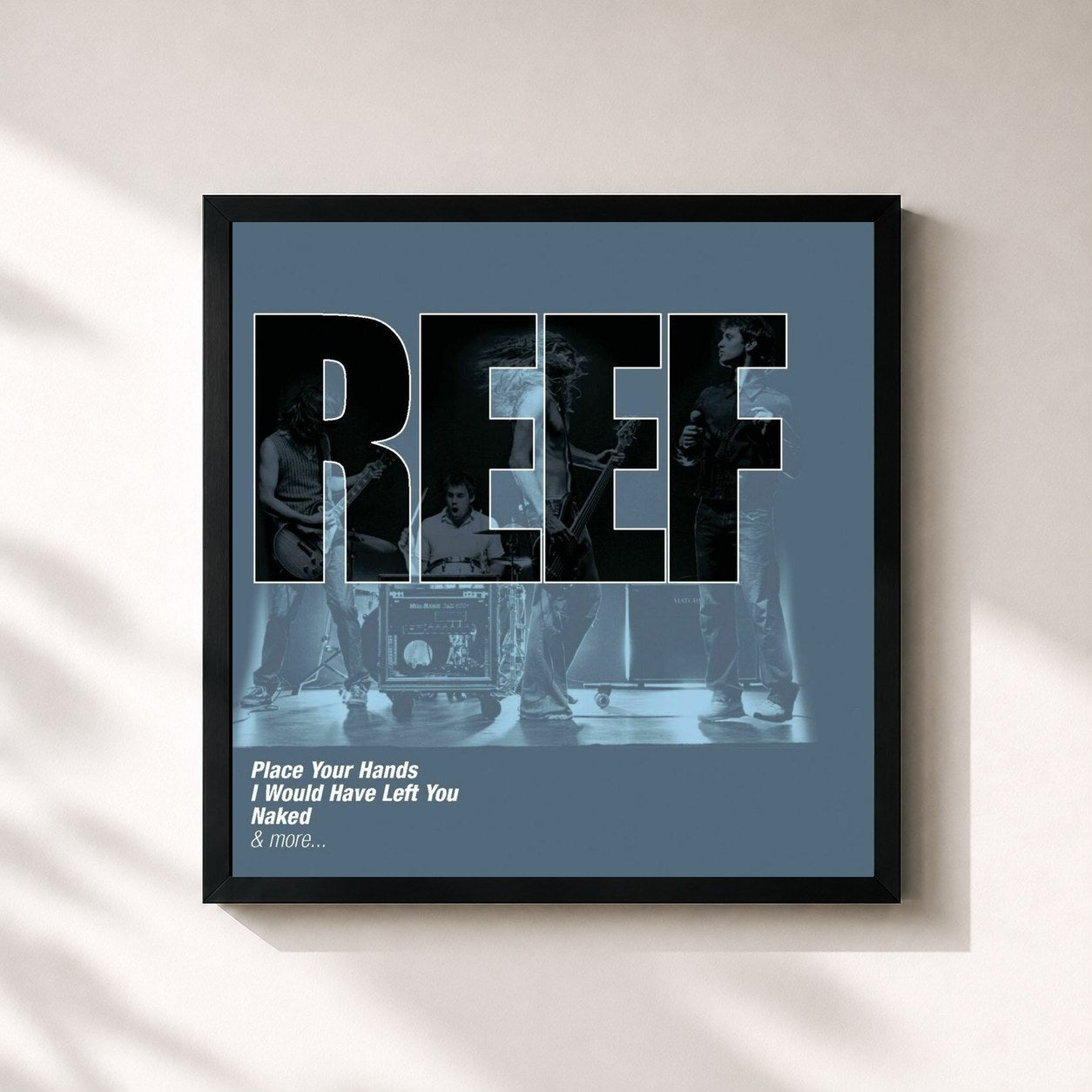 #noir Tableau carré de l'album The Collections de Reef, cadre noir 32x32 cm