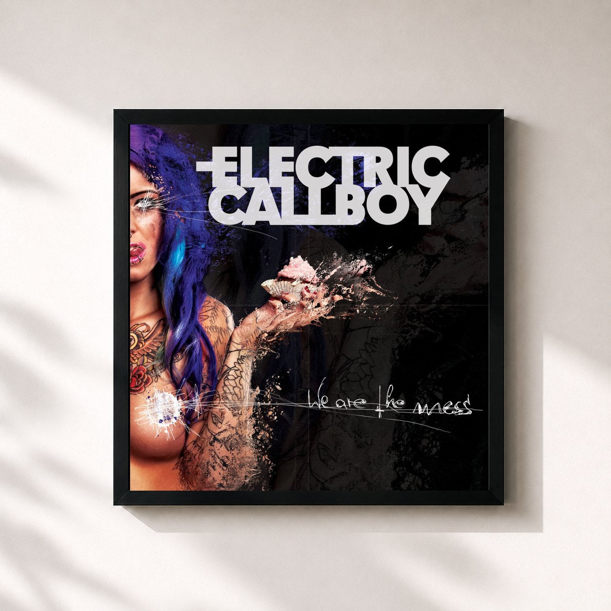 #noir Tableau carré de l'album We Are the Mess de Electric Callboy, cadre noir 32x32 cm