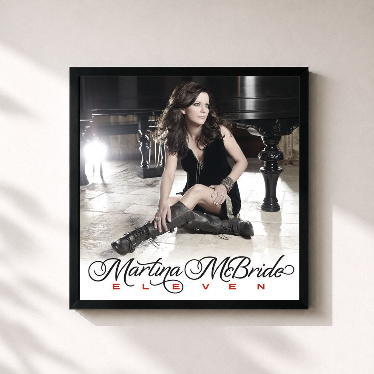 #noir Tableau carré de l'album Eleven de Martina McBride, cadre noir 32x32 cm