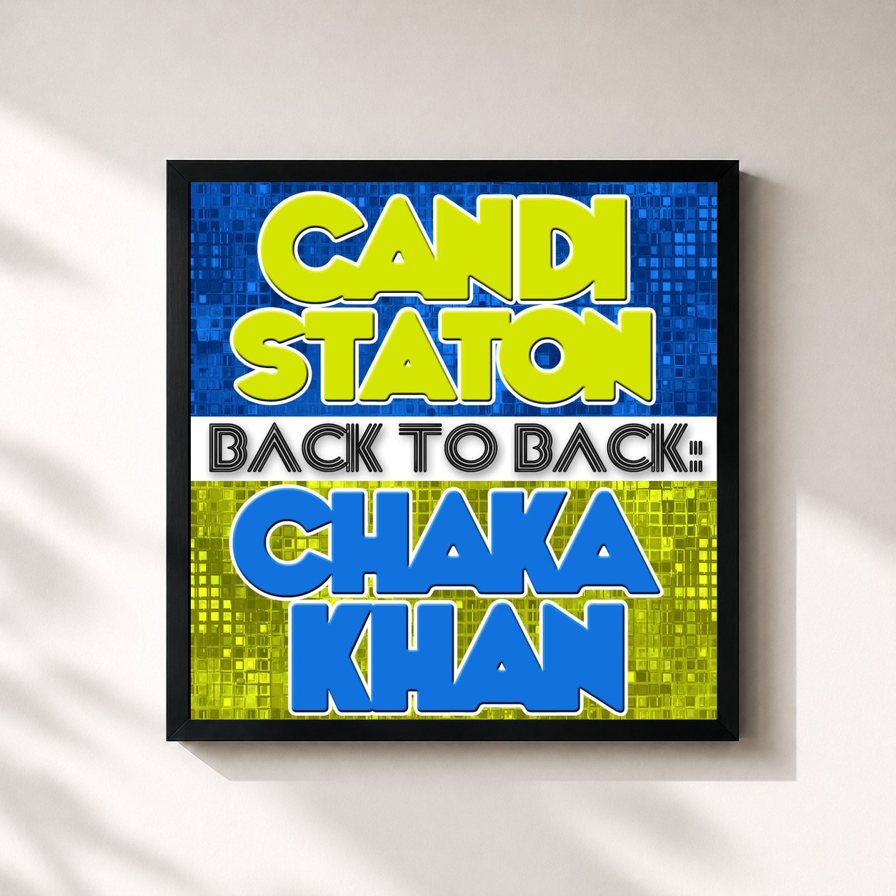 #noir Tableau carré de l'album Back To Back: Candi Staton & Chaka Khan de Candi Staton, cadre noir 32x32 cm