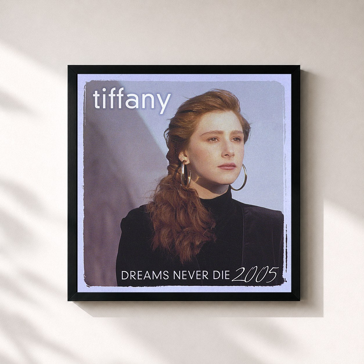 #noir Tableau carré de l'album Dreams Never Die - 2005 de Tiffany, cadre noir 32x32 cm