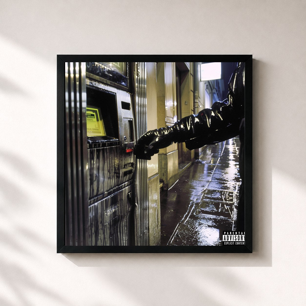 #noir Tableau carré de l'album Break The Rules Or Stay Broke de Money Man, cadre noir 32x32 cm