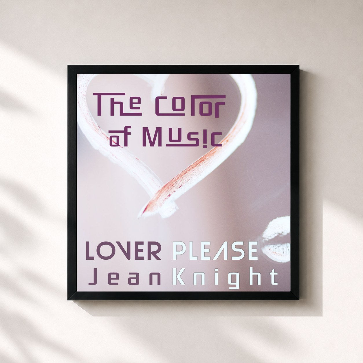 #noir Tableau carré de l'album The Color of Music: Lover Please de Jean Knight, cadre noir 32x32 cm