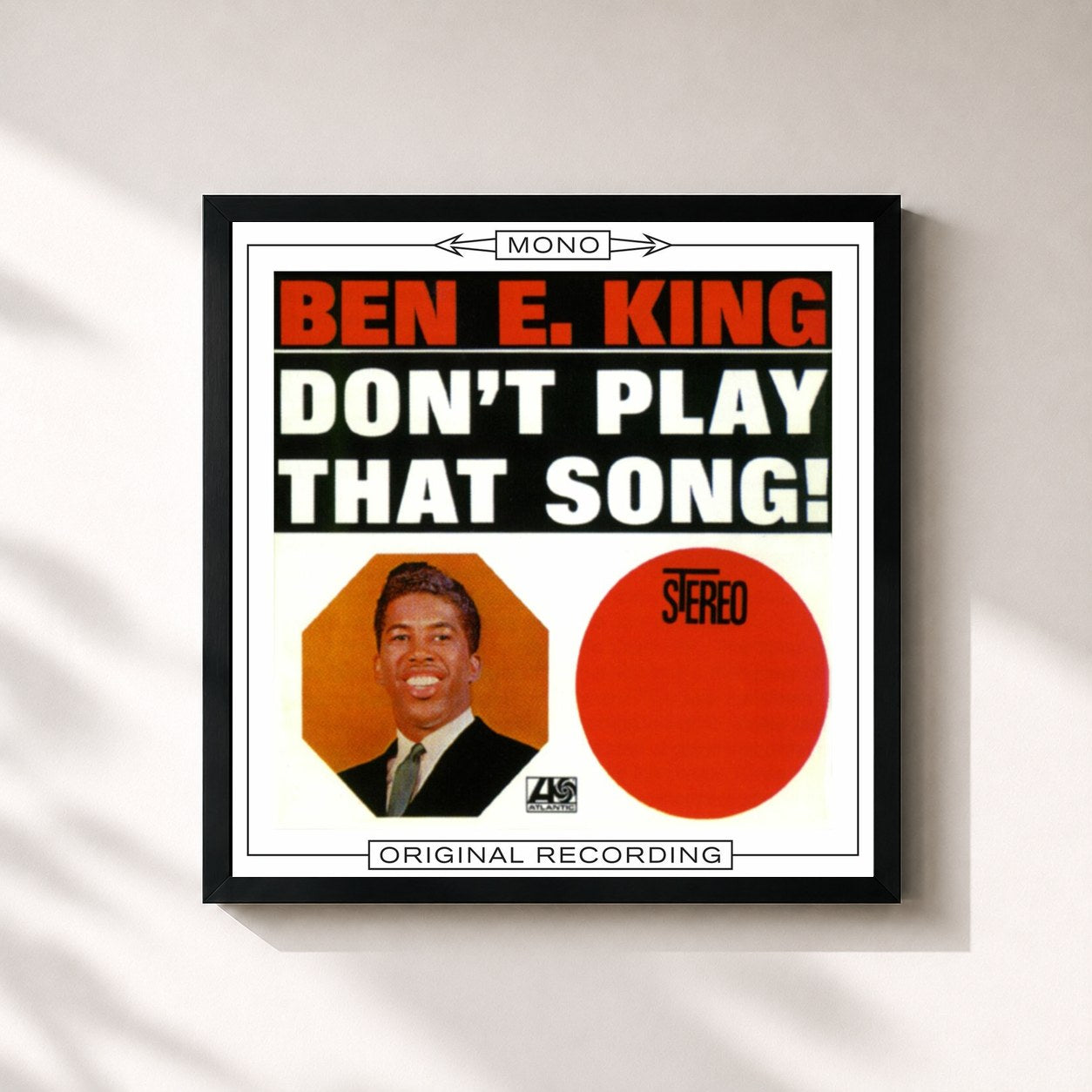 #noir Tableau carré de l'album Don't Play That Song (Mono) de Ben E. King, cadre noir 32x32 cm